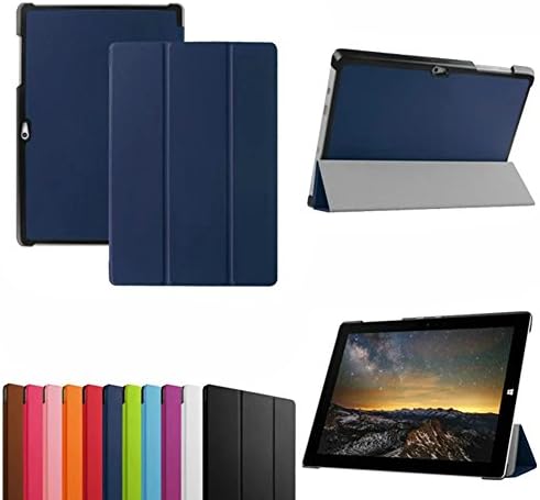 3in1 For Microsoft Surface 3 RT3 Surface3 10.8 inch Tablet PC Ultra Thin Slim Folio Stand Sleep / Wake Up Leather Case Smart Cover +1x Clear Screen Protector +1x Touch Stylus (Blue)