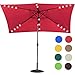 Sundale Outdoor Rectangular Solar Powered 22 LED Lighted Outdoor Patio Umbrella with Crank and Tilt, Aluminum, 10 by 6.5-Feet (Red)