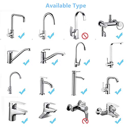 Sink Flexible Faucet Sprayer 360 °Aerator Extend Attachment ABS Polished Chrome for Kitchen Tap Cold Hot Water (Silver)