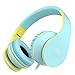 Headphones, Sound Intone Foldable Headphones with Microphone and Volume Control, On-ear Wired Headset for iphone and Android Devices (Blue/yellow)