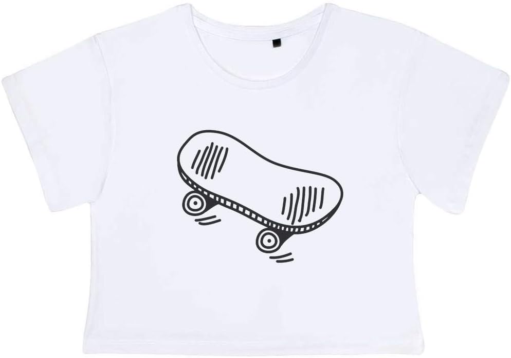 'Skateboard' Adult's Cotton Crop Top (Extra Small) (CO00028481) Amazon