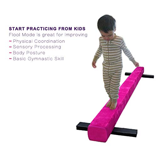EZ GLAM Gymnastics Adjustable Balance Beam 8 Ft 6Ft Wood Core Skill Performance Home Training Gymnastics Equipment (Pink, 8)