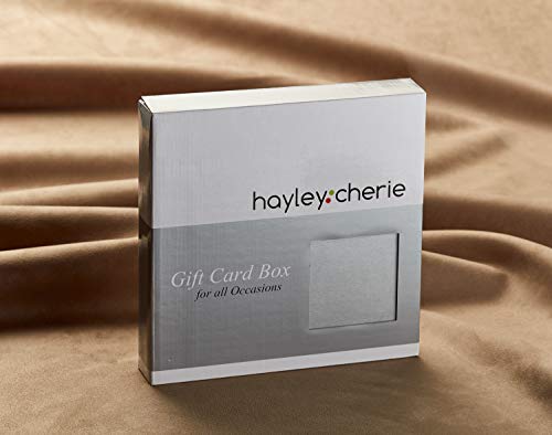 Hayley Cherie - Silver Gift Card Box with White Lace and Cards Label - Silver Textured Finish - Perfect for Weddings, Baby Showers, Birthdays, Graduations - Large Size 10" x 10"