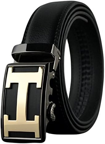 QHA Mens Designer Letter H Automatic Belt Ratchet Buckle