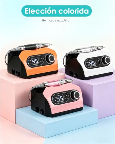 CozyZen Lima Eléctrica de Uñas Profesional 35000 RPM con Pedal | Máquina de Lijado de Uñas Enchufable con Pantalla LED, Control de Velocidad, 6 Fresas para Acrílico, Gel, Hogar y Salón