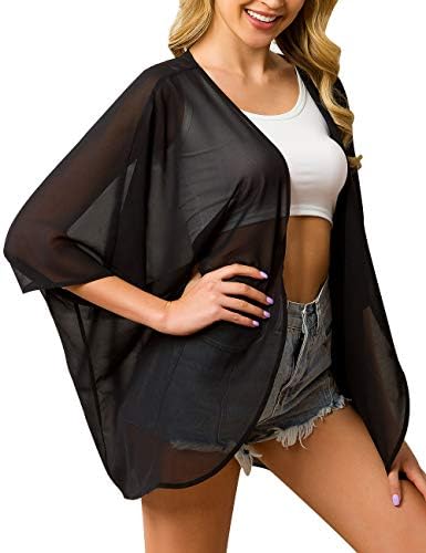 Women's Beach Cover Up Floral Print Chiffon Summer Swimwear Kimono Cardigan