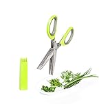 Vegetable’s Chef - Culinary Herb Scissors - 5 Blades Stainless Steel Shears with Cover and Cleaning Comb