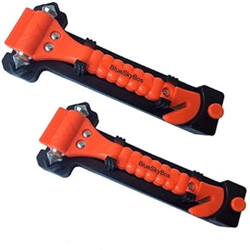 BlueSkyBos Value 2 Pack - Emergency Escape Tool Auto Car Window Glass Hammer Breaker and Seat Belt Cutter Escape 2-in-1 Tool