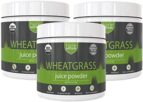 Organic Wheatgrass Juice Powder - Sustainably Grown, Non-GMO Superfood - Mixes & Dissolves Easily in Water - Wheat Grass is Rich in Chlorophyll & Amino Acids (3 Bottles)