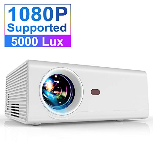 Projector, YABER Portable Projector with 5000LUX 60,000 HRS LED Lamp Life, 1080P and 200” Supported, Full HD Mini Movie Projector Compatible with Smartphone/Fire Stick/TV/PS4 Ideal for Home Theater