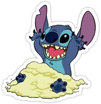 Happy Stitch (Size W8.2 x H8.4 Centimeter) Sticker for Your Laptop Skateboard Luggage Car Travel case Snowboard Motorcycle Bicycle