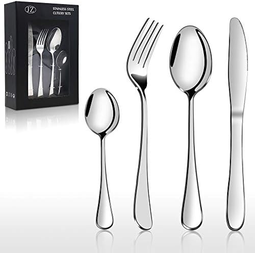 Cutlery Set Home Use 24-Piece Stainless Steel Flatware Silverware Set Knife/Fork/Spoon Mirror Polished Dinnerware Kitchen Tableware