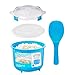 Sistema Microwave Cookware Rice Steamer Set with Lids -- Large Microwave Multicooker, Side Dish Bowl, Spoon and Recipes (BPA Free, 100% Food Safe) (Blue Set)