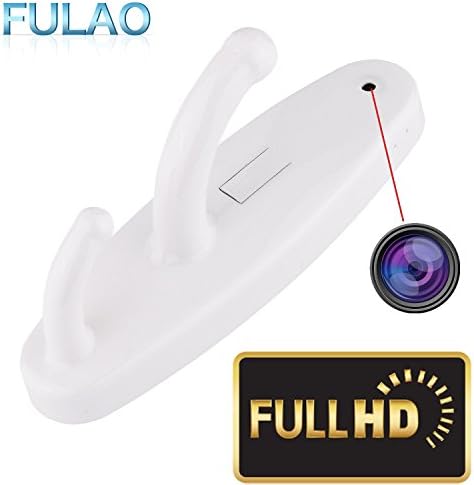 FULAO Hidden Spy Clothes Hook Cam Surveillance Full HD Covert 1280p Wireless Security Home Recorder Camera White