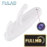 FULAO Hidden Spy Clothes Hook Cam Surveillance Full HD Covert 1280p Wireless Security Home Recorder Camera White