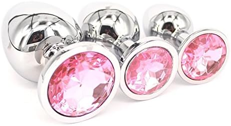 XMMLover 3PCS Jeweled Beginners Butt Plug Adult Sex Anal Stimulation toy (pink)