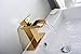 Bathfinesse Brushed Gold Bathroom Faucet Waterfall Brass Faucet Single Handle 1 Hole Modern Commercial Vanity Bath Sink Lavatory Deck Mount