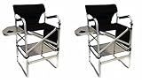 World Outdoor Products TWO PACK Lightweight PROFESSIONAL Tall Directors Folding Chair with Side Table, Side Storage Bag, Cup Holder, Footrest, Carry Handles.