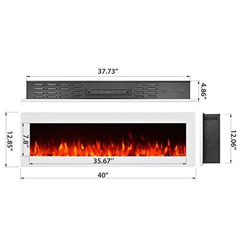 Gmhome 40 Inches Wall Mounted Electric Fireplace Freestanding