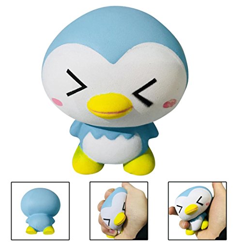 Gocheaper Squishy Toys,9.5cm Cute Penguin Cartoon Scented Slow Rising Squeeze Toy Charm Stress Reliever (Sky Blue)