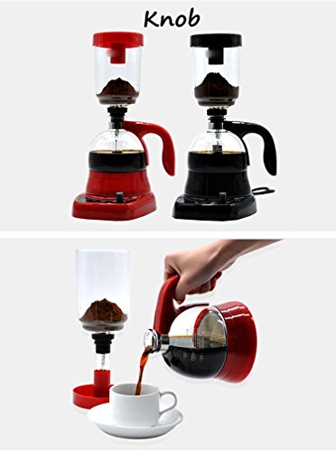 DMWD coffee maker Electric Japan style Siphon coffee machine Drip tea Siphon Pots glass Hourglass Japanese coffee Filter 3 cups (knob)