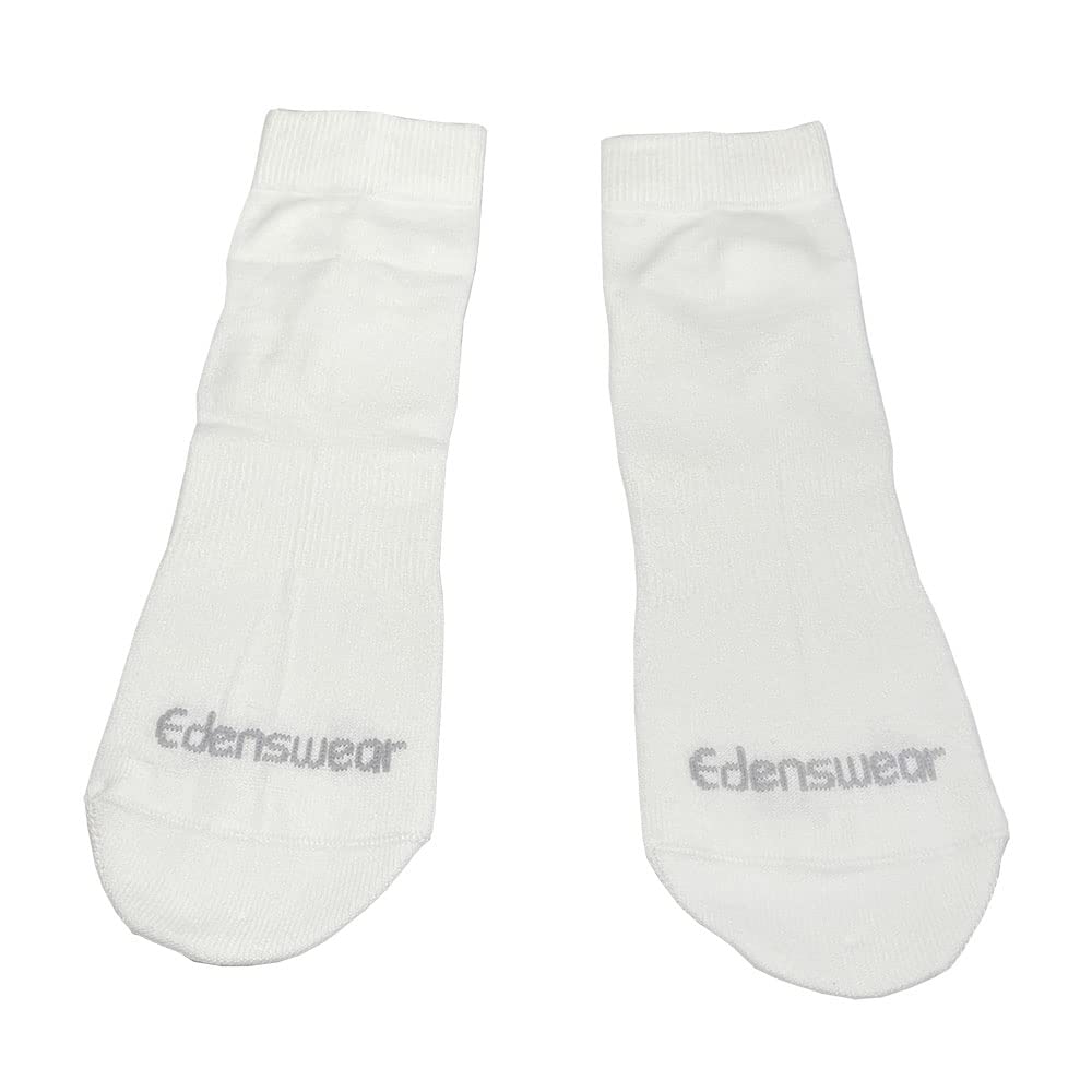EDENSWEAR Zinc-Infused Moisturizing Tencel Socks for Adult with Eczema (White,M)