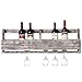MyGift Distressed Gray Barnwood Wall-Mounted Stemware Glasses & Wine Bottle Display Rack