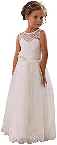 Kalos Dress Shop Lace Embellished A-Line Sleeveless Girls Wedding Party Dresses First Communion Dress