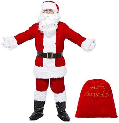 Santa Costume Adult Deluxe Velvet Suit Red With Hat 9pc. Coco Amazing - XX Large