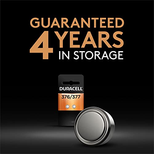 Duracell 376/377 Silver Oxide Button Battery, 2 Count Pack, 376/377 1.5