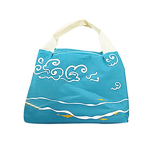 SportHome Cute Underwater World Insulation Pack Waterproof Canvas Portable Lunch Bag(Sky Blue)