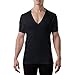 Men's Sweatproof Undershirt - Cotton Deep V Neck T-Shirt with Underarm Sweat Pads - Original Fit - Aluminum-Free Alternative - Black - Small