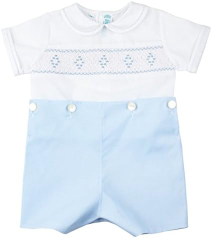 Feltman Brothers Blue White Smocked Bobbie Suit Boys Christening Outfit