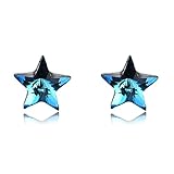Blue Five Point Star Stud Earring – Star Shape Crystal Birthstone Stud Earring for Women