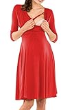 Happy Mama. Womens Maternity Nursing 2in1 Skater Dress 3/4 Sleeves. 526p