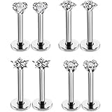 thumbnail image 2 of HQLA 16g Diamond CZ Lip Rings Labret Monroe Nose Tragus Helix Ear Piercing Jewelry Surgical Stainless Steel 2/3/4mm CZ 8mm Bar Length 3 Pairs Set 2 of 12