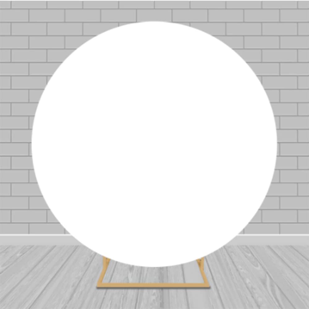 MEHOFOND 2.2m Diameter White Solid Color Round Backdrop for Photography Baby Shower Cake Smash Birthday Party Anniversary Decoration Banner Newborn Portrait Photo Booth Props (No stand included)