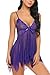 Avidlove Women Lingerie Lace Babydoll V Neck Sleepwear Strap Chemise Purple L