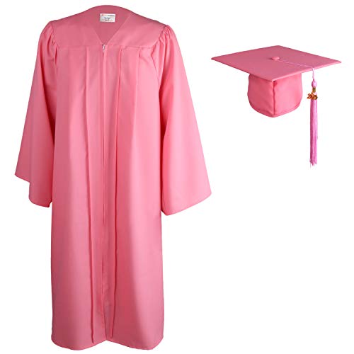 OSBO GradSeason Matte Graduation Gown Cap Tassel Set 2018 & 2019 for High School and Bachelor (Pink, 57"(6'0"-6'2"))