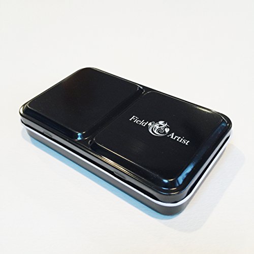 Field-Artist-Pro-12HP-Complete-TRAVEL-WATERCOLOR-SET-includes-12-Brilliant-Half-Pan-Colors-2-Custom-Brushes-a-Genuine-Sea-Sponge-a-Classic-Metal-Field-Box-all-fits-in-your-Pocket