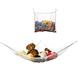 Iwuhooya Large Size Jumbo Toy Hammock Plushed Toys Organizer Storage Net for Stuffed Animals + Bathroom Bath Toy Mesh Bag Suction Cups Fix Mold Resistant