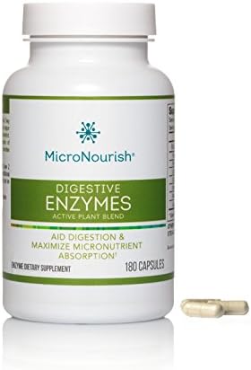 MicroNourish Digestive Enzymes, Active Plant Blend. (180 Caps) Support Digestion & Aid Maximum Micronutrient Absorption. Protease, Lactase, Amylase, Lipase & Cellulase.