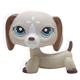 tongrou #1491 Rare Littlest Pet Shop Tan Cream Dachshund Dog Blue Eyes animal LPS Toy