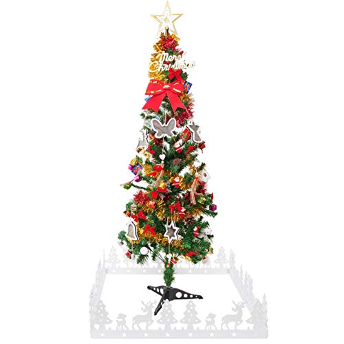 handrong 2 Set Christmas Tree Fence White Decorative Xmas Tree Fencing for Home Garden Yard Office Decoration Gift Storage, Square 13.5×13.5×13.5×13.5 Inch