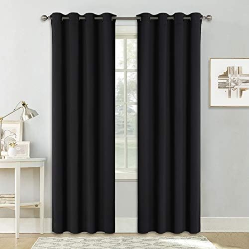 PONY DANCE Blackout Curtains with Eyelets - (2 x W 55-inch x D 102-inch, Black, 1 Pair) Room Darkening Window Curtain Shades for Living Room/Office Large Blinds Draperies for Privacy ProtectedGlobal Recycled StandardOEKO-TEX STANDARD 100Global Recycled StandardGlobal Recycled Standard