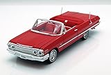 Welly 1963 Chevy Impala Convertible, Red 22434 - 1/24 Scale Diecast Model Toy Car, but NO Box