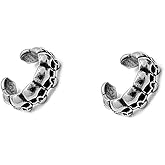 Skull Ear Cuff Earrings Clip on Cartilage Non-Piercing Fake Helix Punk Gothic Skeleton Adjustable Huggie Hoop Fashion Halloween Cosplay Theme Party Costumes Accessories Funny Decorations Jewelry Gift