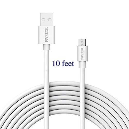 Micro USB Cable 10ft,YCCTEAM 10ft Long Durable Fast White Micro Charging Cable and Power Date Cables for Samsung,Tablet, LG, Motorola, Android Smartphones (YCCPP5_White)