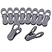 Tinfol 24pc Grey Plastic Hanger Clips, Strong Pinch Grip Finger Clips for Plastic Clothes Hangers, Multi-Purpose Hanger Clips