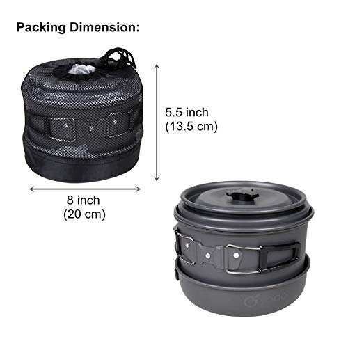Yodo Anodized Aluminum Camping Cookware Set Backpacking Pans Pot Mess